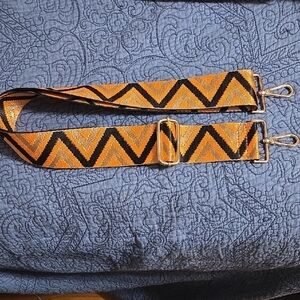 Orange and Black Chevron Bag Strap NWOT